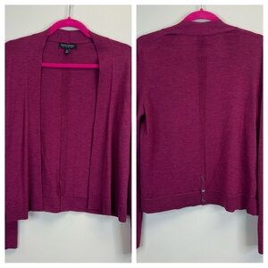 Banana Republic M Magenta 100% Extra Fine Merino Wool Cardigan Sweater Open
